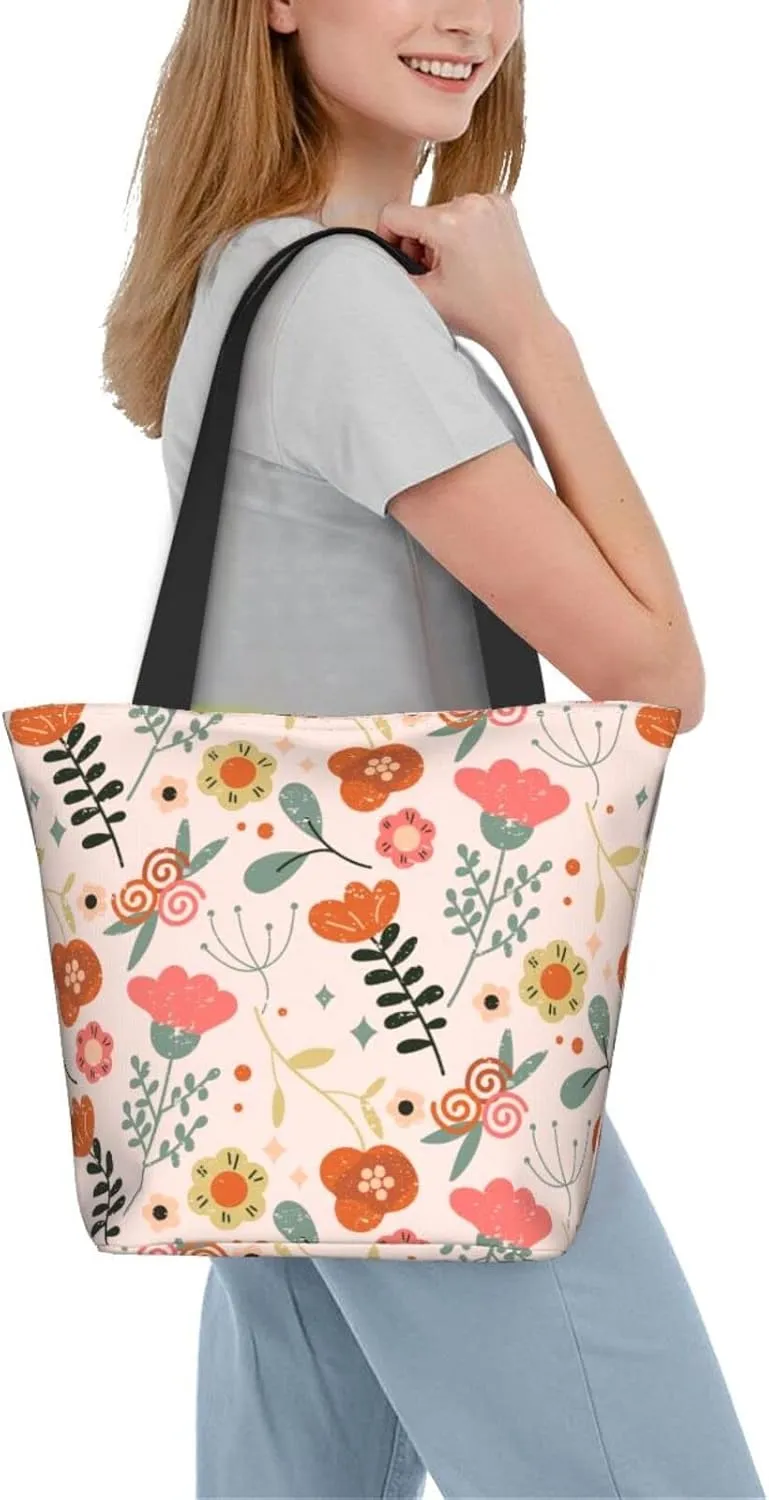 Tote Bag For Women Shoulder Bags Casual Shopping Cloth Reusable Handbags Heavy Duty For Beach Groceries Books Gym Work Travel