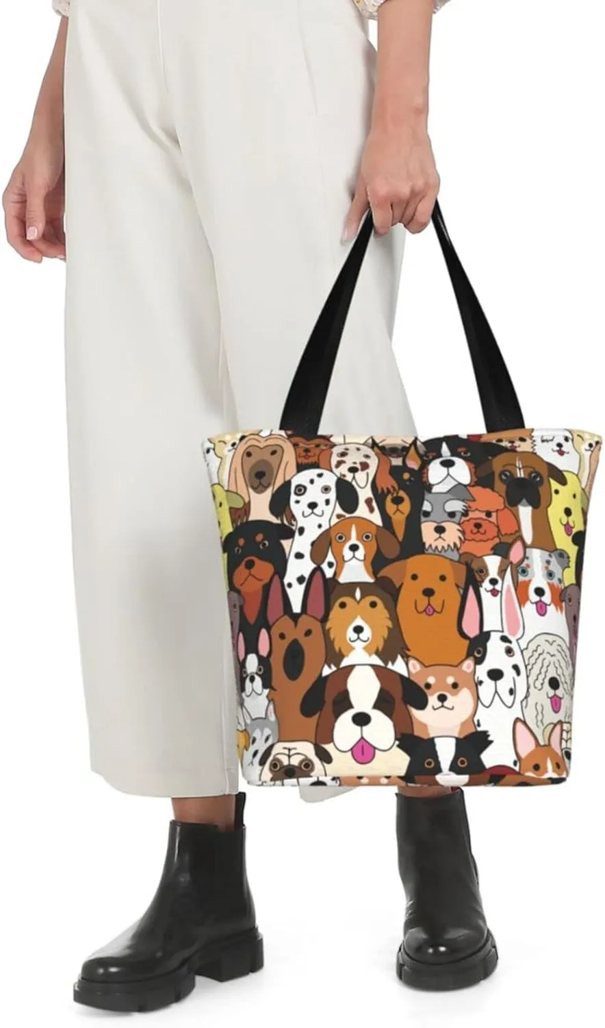 Tote Bag For Women Shoulder Bags Casual Shopping Cloth Reusable Handbags Heavy Duty For Beach Groceries Books Gym Work Travel