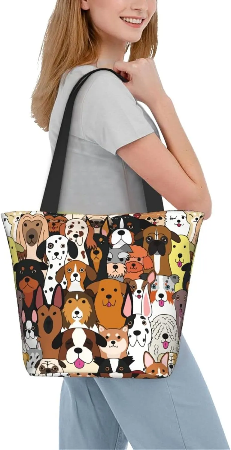 Tote Bag For Women Shoulder Bags Casual Shopping Cloth Reusable Handbags Heavy Duty For Beach Groceries Books Gym Work Travel
