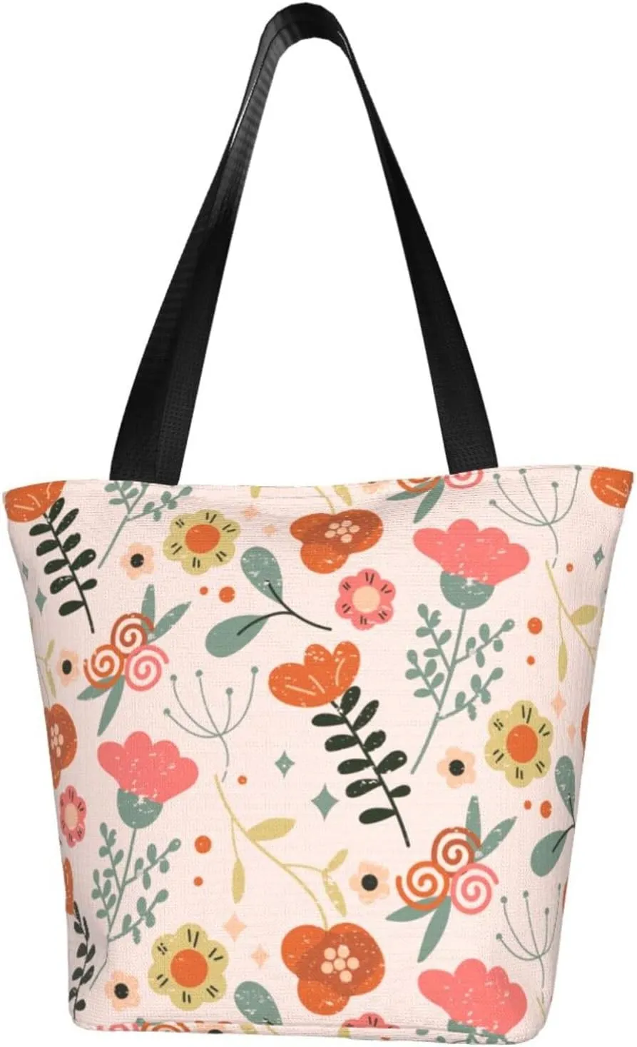 Tote Bag For Women Shoulder Bags Casual Shopping Cloth Reusable Handbags Heavy Duty For Beach Groceries Books Gym Work Travel