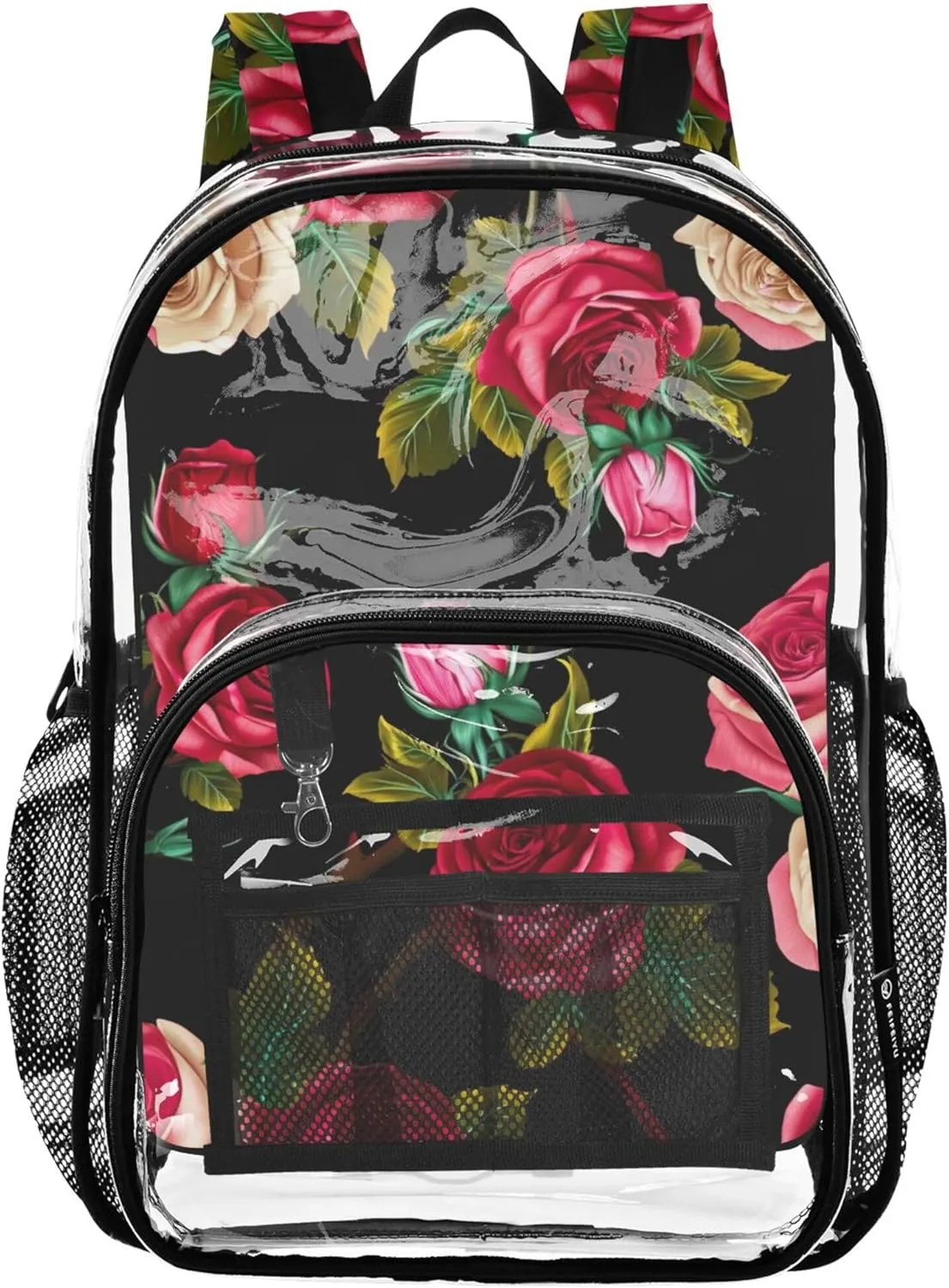 Travel Clear Backpack Floral Roses Red Spring Flowers Kids Girls Backpack Boys Pvc Transparent Bags School