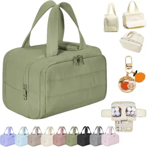 Travel Cosmetic Bag, Large Capacity Wide-Open Travel Cosmetic Bag, Traveling Toiletry Bags For Women, Lightweight Makeup Organizer For Essentials, Toiletries (EE)