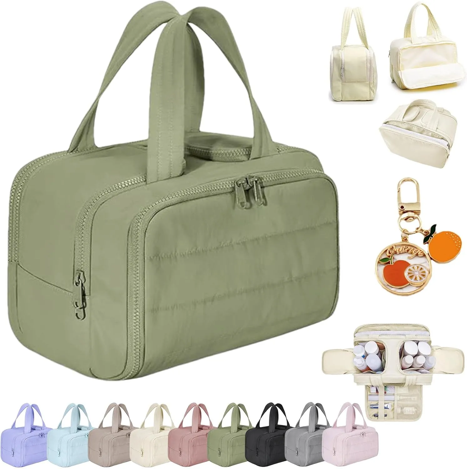 Travel Cosmetic Bag, Large Capacity Wide-Open Travel Cosmetic Bag, Traveling Toiletry Bags For Women, Lightweight Makeup Organizer For Essentials, Toiletries (EE)