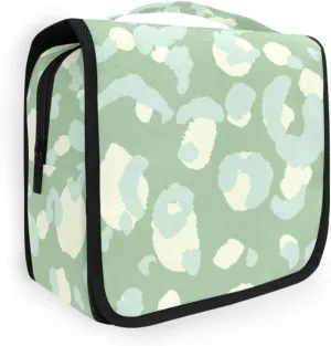 Travel Toiletry Bag Cosmetic Bag Green Modern Leopard Portable Hanging Cosmetic Case Traveling With Leakproof Compartment Makeup Toiletries Cosmetic Organizer for Women Men