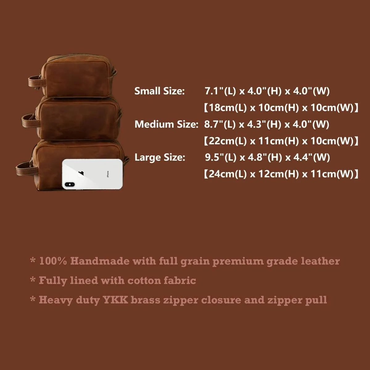 Travel Toiletry Bag for Men Leather Dopp Kit Bags Christmas Gift