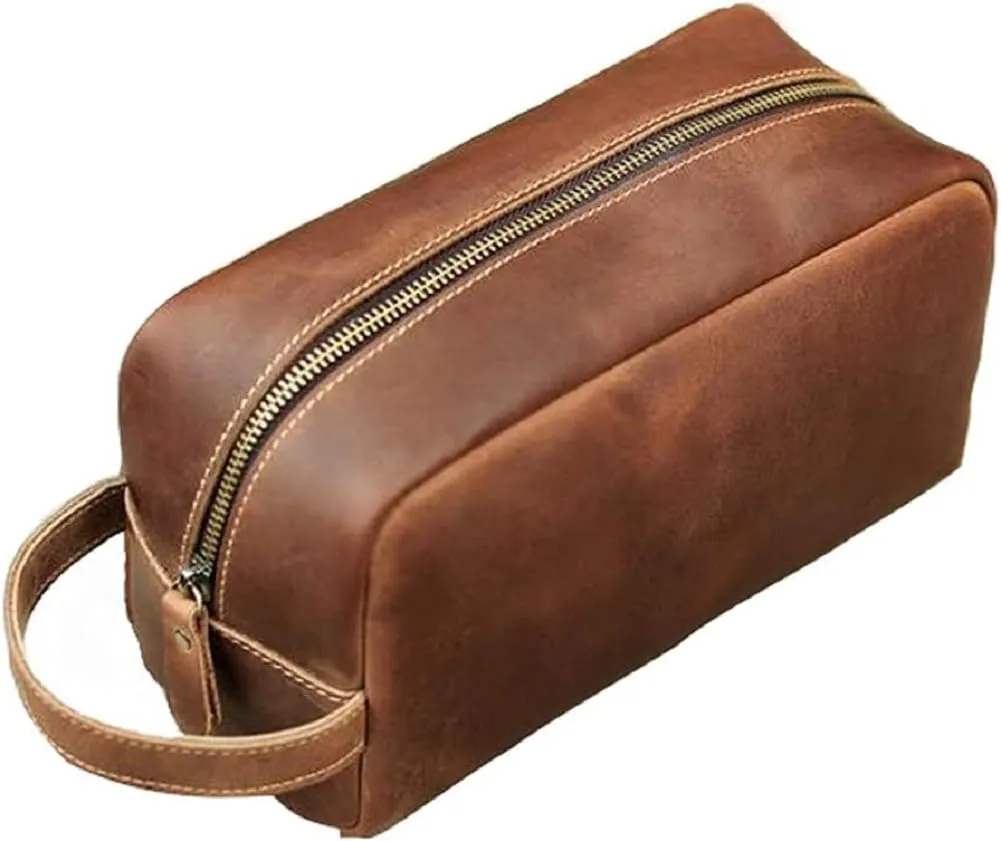 Travel Toiletry Bag for Men Leather Dopp Kit Bags Christmas Gift