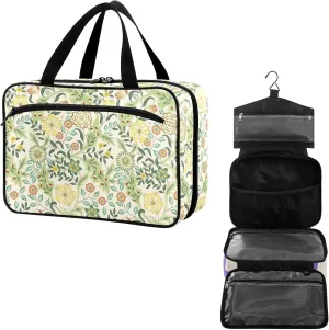 Travel Toiletry Bag for Woman/Men,Traditional Block Print Floral Ethnic Hanging Organizer Bag with Pockets Portable Folding Travel Case Bags for Makeup Cosmetic Toiletries Storage Traveling-L