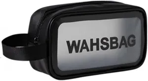 Travel Toiletry Bag for women and men, Matte Translucent Toiletry Bag with with Handy Handle, Makeup Cosmetic Bag Travel Organizer for Accessories, Toiletries (Black, M)