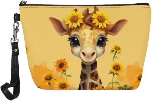 Upetstory Sunflower Giraffe Small Cosmetic Bags for Purse for Women Makeup Bag Handy Travel Toiletry Organzier Protable Storage Pouch Luggage Accessories