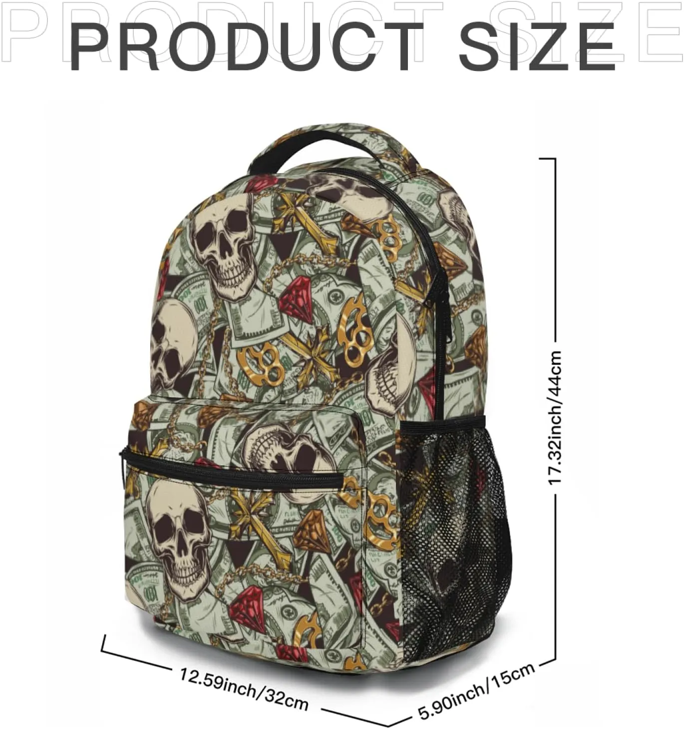Us Bill Dollars Money Funny Backpack Book Bag Lightweight Casual Daypack for Women Men Travel Laptop 17 Inch