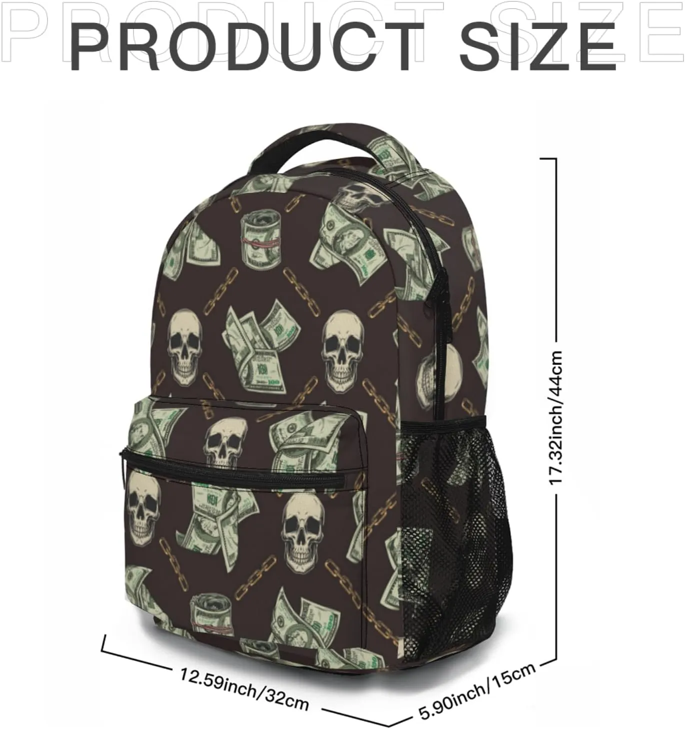 Us Bill Dollars Money Funny Backpack Book Bag Lightweight Casual Daypack for Women Men Travel Laptop 17 Inch