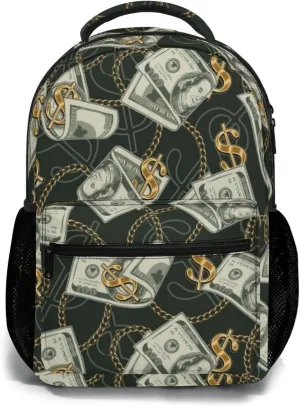 Us Bill Dollars Money Funny Backpack Book Bag Lightweight Casual Daypack for Women Men Travel Laptop 17 Inch