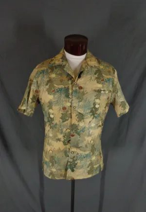 Vintage 70s Liberty House Asian Floral Print Hawaiian Shirt - 48