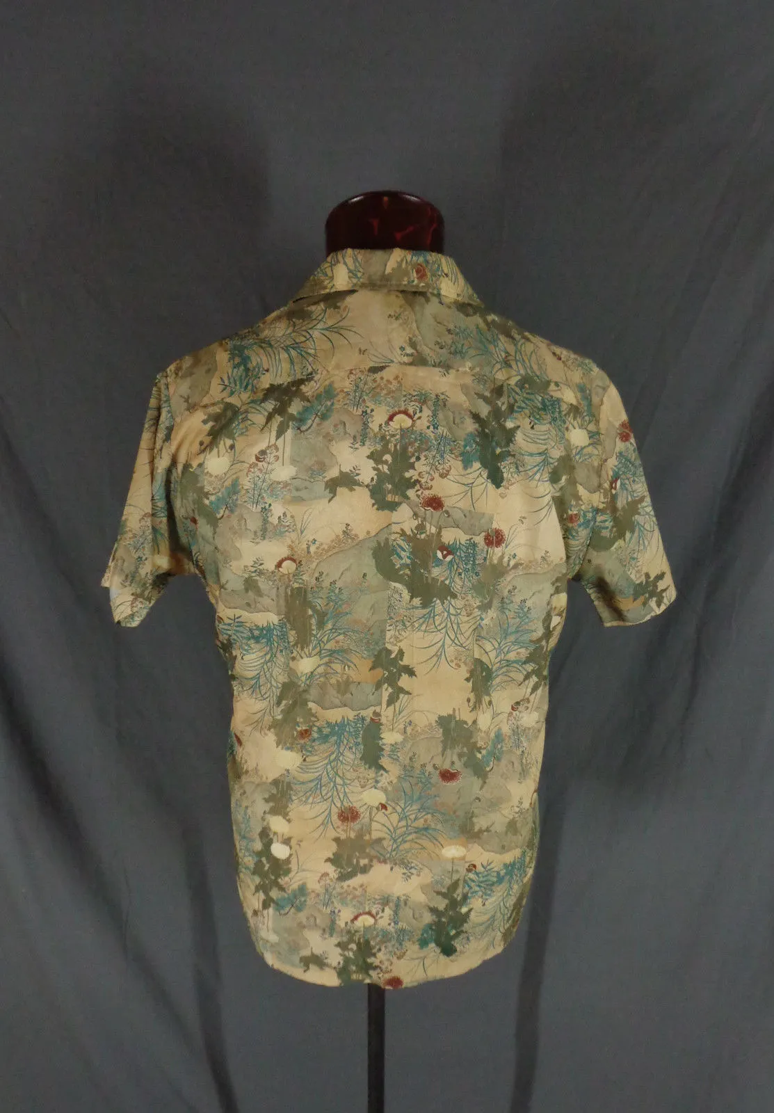 Vintage 70s Liberty House Asian Floral Print Hawaiian Shirt - 48