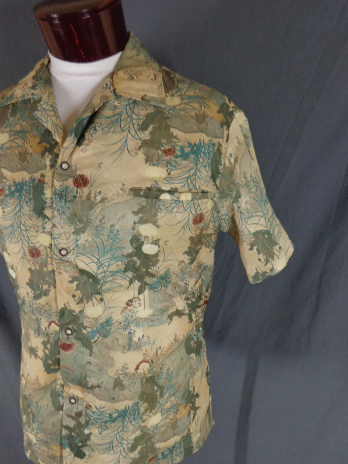 Vintage 70s Liberty House Asian Floral Print Hawaiian Shirt - 48
