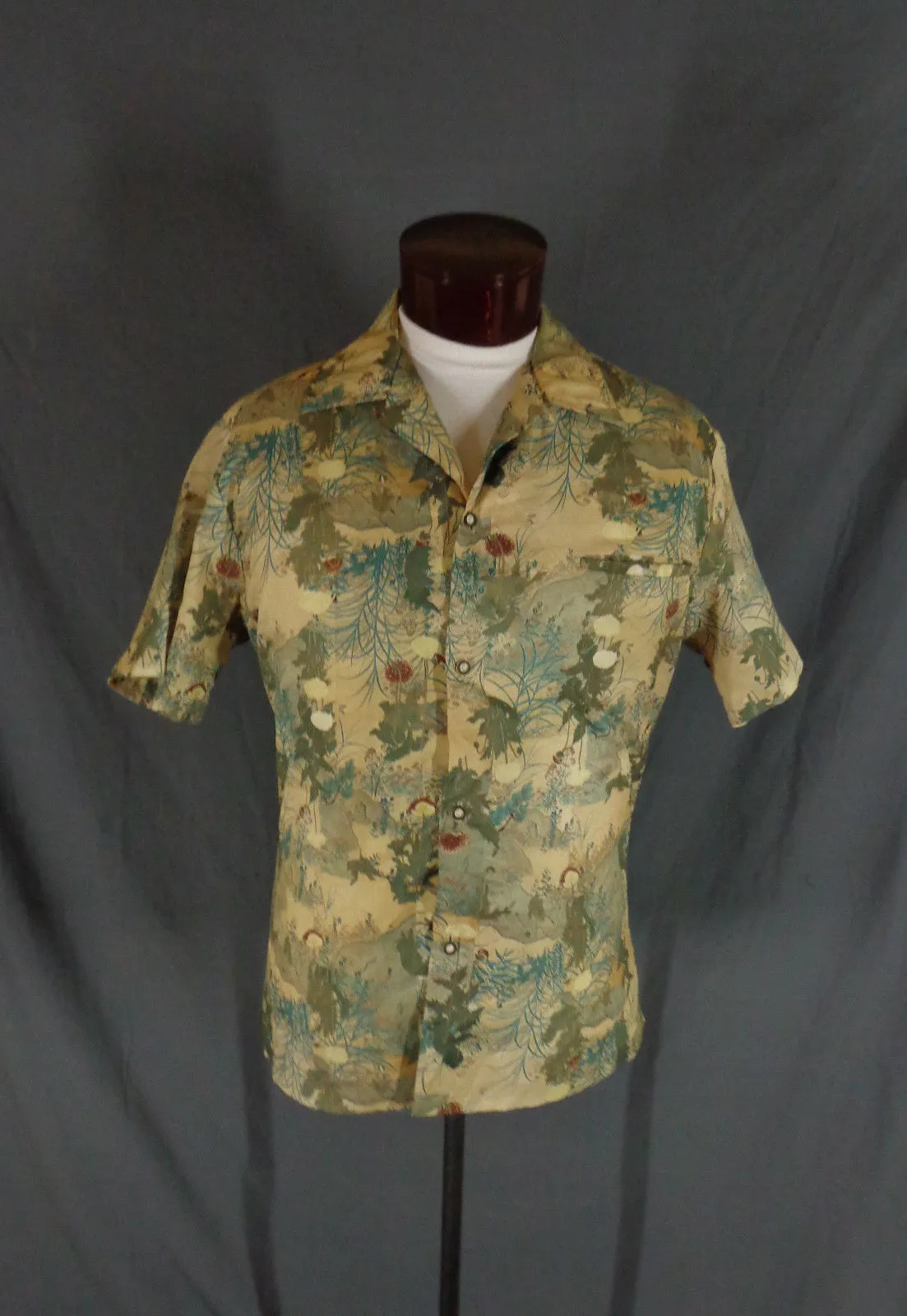 Vintage 70s Liberty House Asian Floral Print Hawaiian Shirt - 48