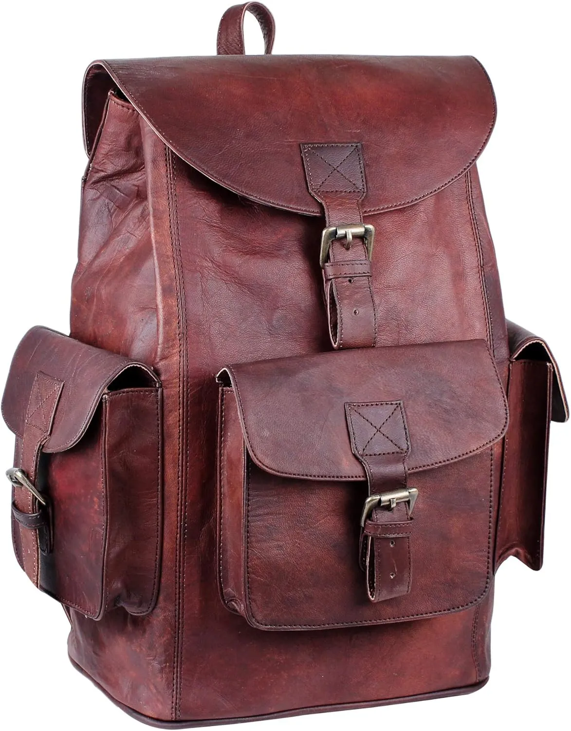 Vintage Genuine Leather Backpack For Men and Women Mens Retro Classic Shoulder Rucksack Leather Travel Bags for College
