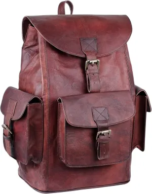 Vintage Genuine Leather Backpack For Men and Women Mens Retro Classic Shoulder Rucksack Leather Travel Bags for College