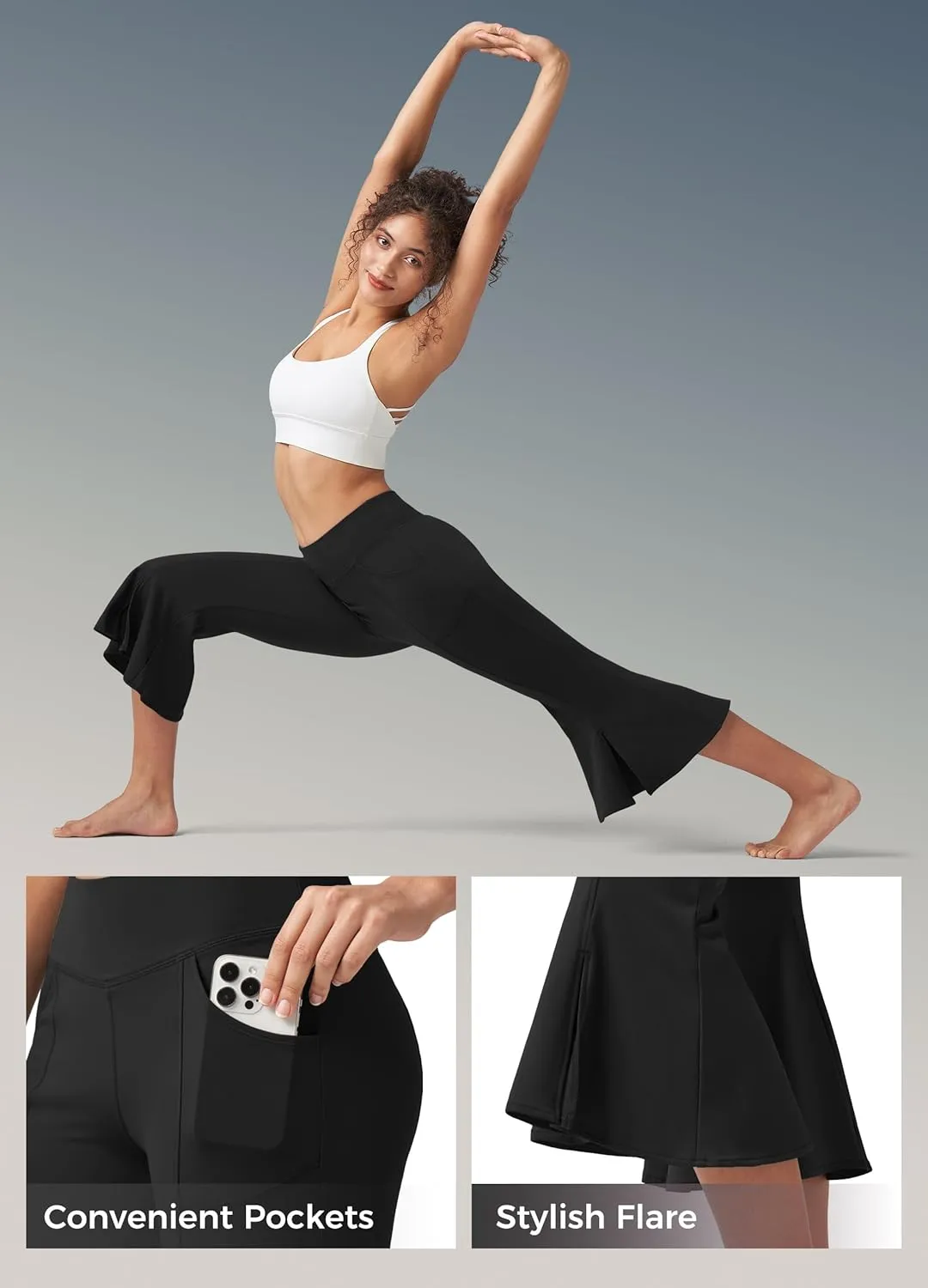 Willit Women's Yoga Capri Pants Stretch Causal Athletic Quick Dry Capri Ruffle Dance Leggings with Pockets