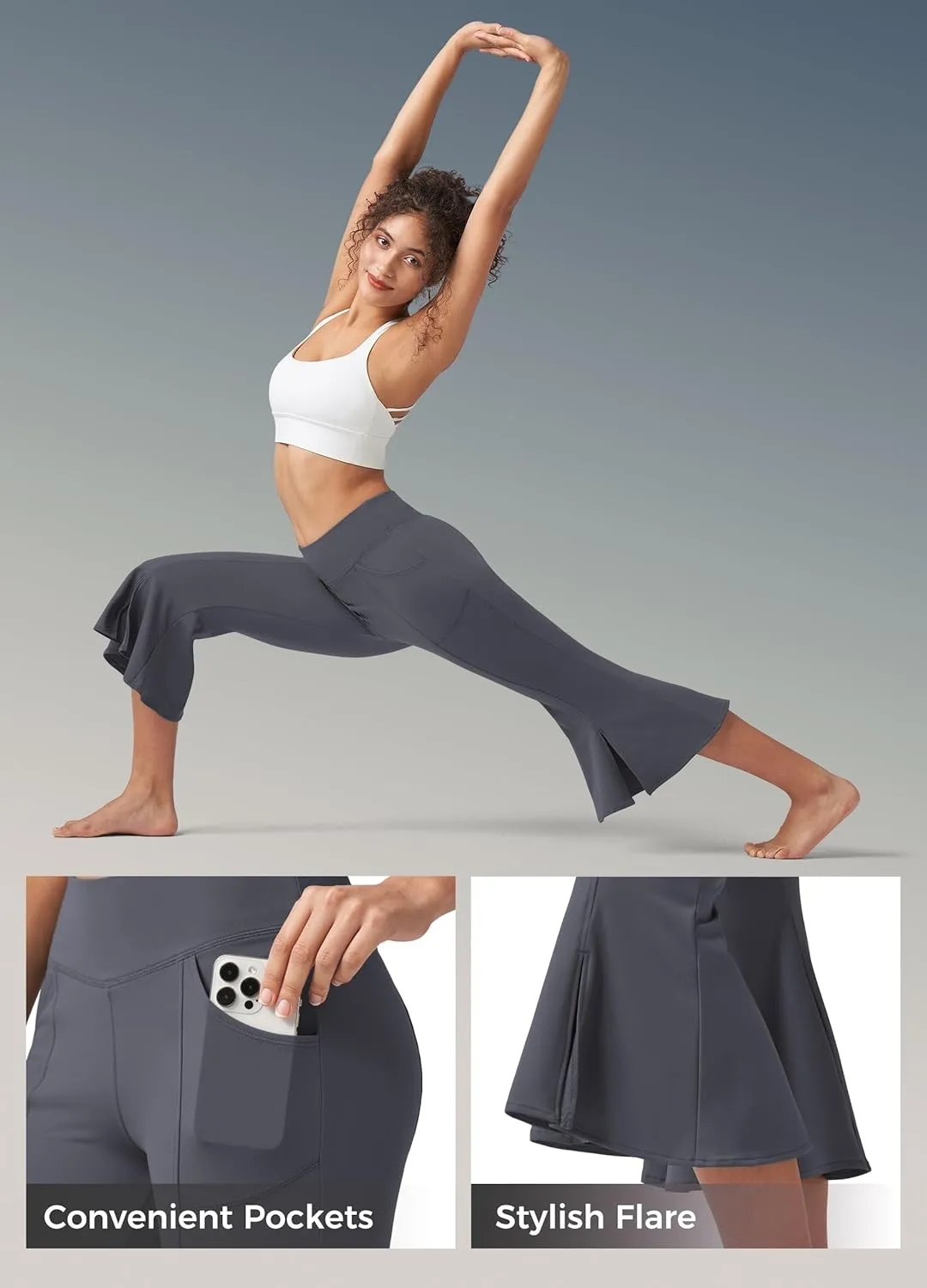 Willit Women's Yoga Capri Pants Stretch Causal Athletic Quick Dry Capri Ruffle Dance Leggings with Pockets