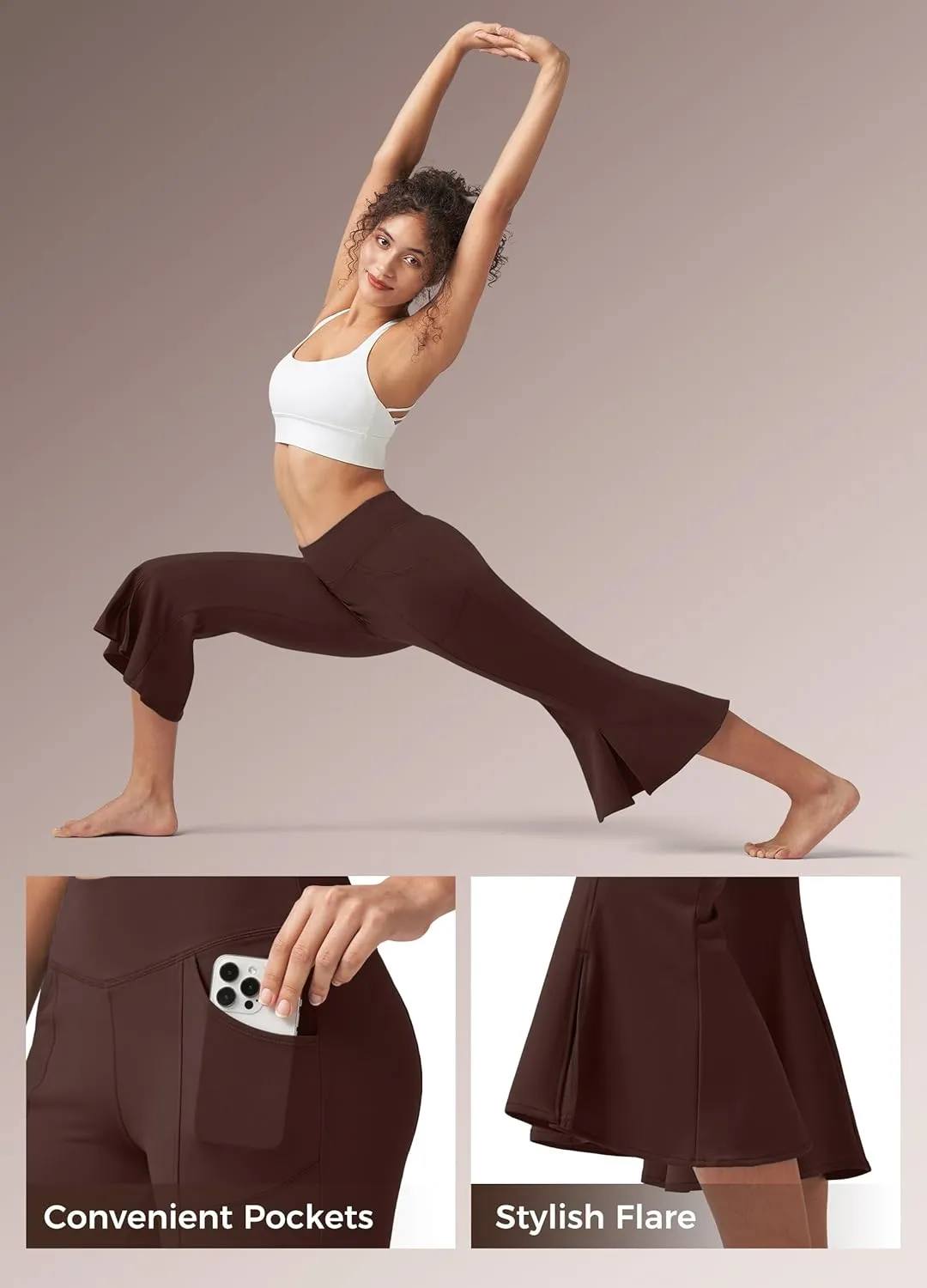 Willit Women's Yoga Capri Pants Stretch Causal Athletic Quick Dry Capri Ruffle Dance Leggings with Pockets