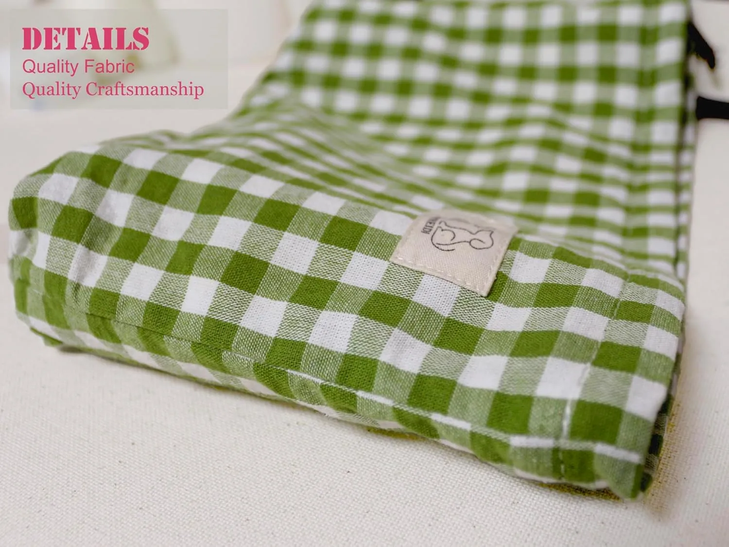 Women Checkered Canvas Makeup Bag Cosmetic Pouch Make Up Travel Purse Organizer, Cute Green Plaid