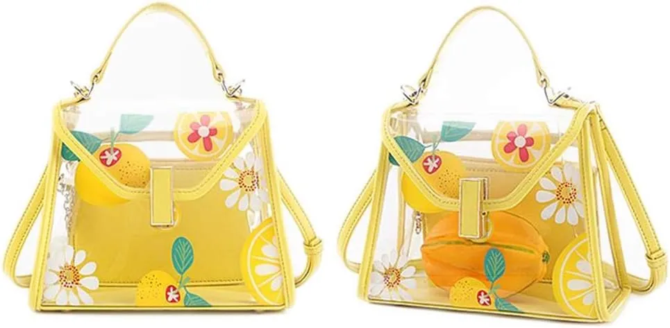 Women Chic Clear Tote Handbags Transparent PVC Satchel Top Handle Cross Body Bag