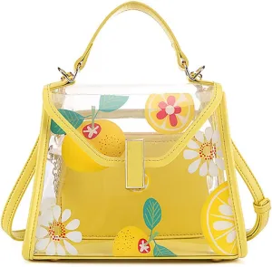 Women Chic Clear Tote Handbags Transparent PVC Satchel Top Handle Cross Body Bag
