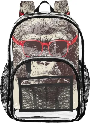 Women Clear Backpack Cute Funny Gorilla Boys Backpacks for Girls Approved Shoulder Bag