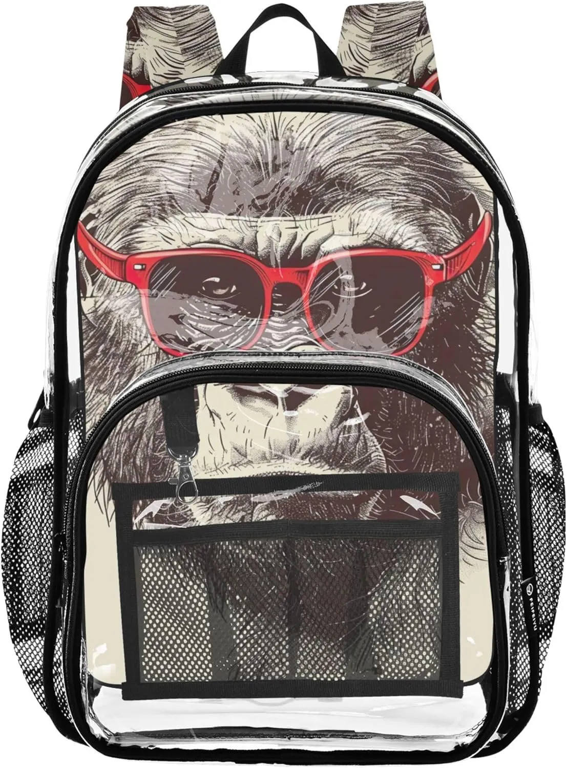 Women Clear Backpack Cute Funny Gorilla Boys Backpacks for Girls Approved Shoulder Bag