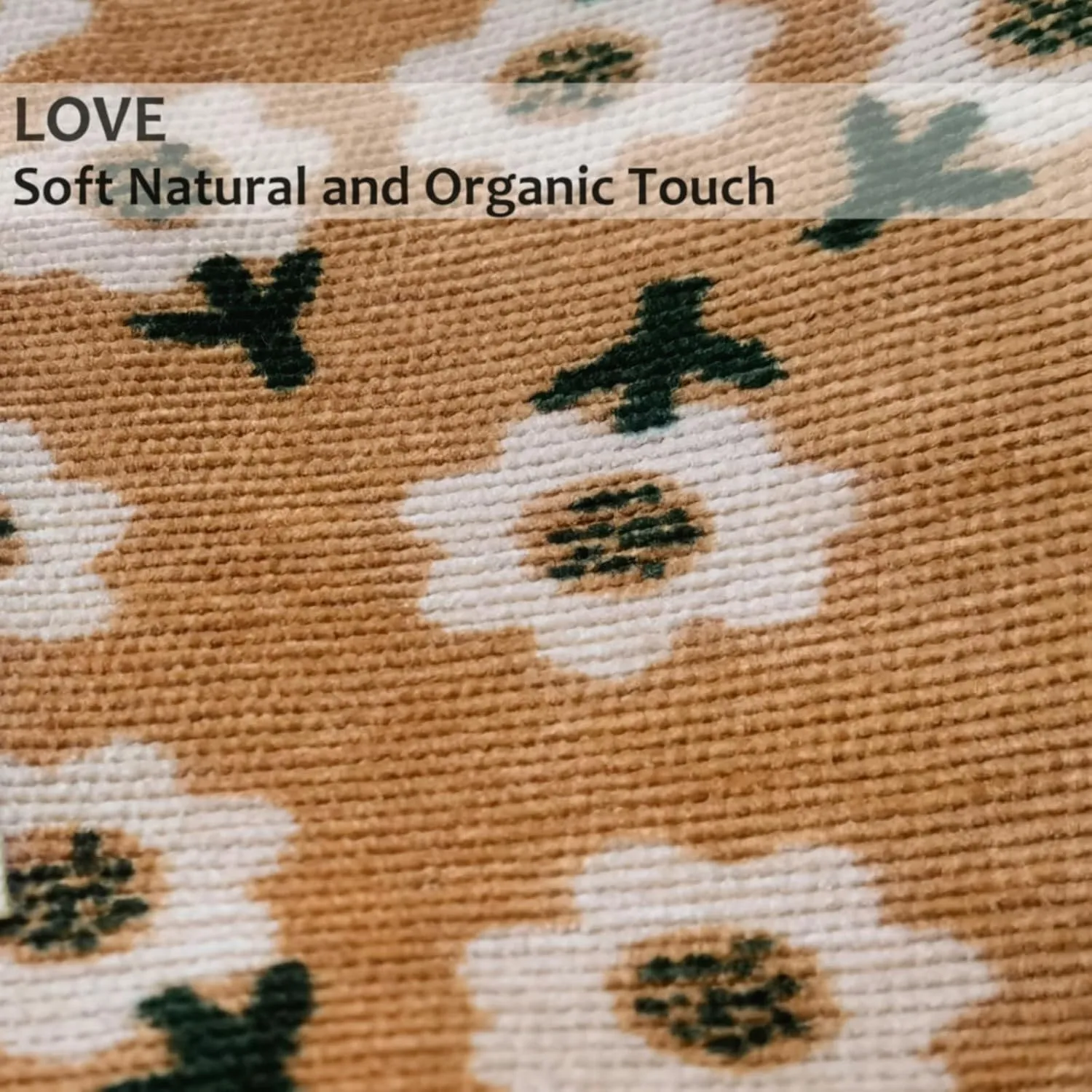 Women Floral Corduroy Canvas Travel Makeup Bag Cosmetic Pouch Purse Organizer, Khaki