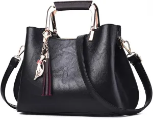 Women Vegan Leather Satchel Handbag Purse Top Handle Crossbody Bags Classic Retro Shoulder Bag Tote for Ladies (Grey)