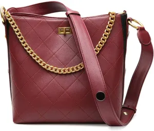 Women Vintage Leather Bucket Bags Chain Strap Shoulder Purse Cross Body Daily Bag