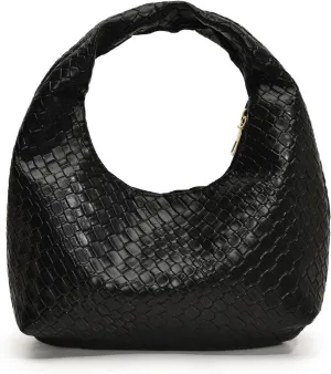 Women's Clutch Underarm Purses Woven Pattern PU Leather Hobo Crescent Handbag Bags