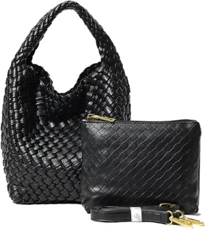 Women's Vintage-inspired Classic Rustic Black Handbag, 17*22*14CM, Crossbody Bucket Bag, Adults, Commuters, Everyday Users