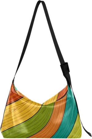 Wood Texture Colorful Hobo Crossbody Bags for Women Leather Large Shoulder Bag Cross Body Wooden Modern Trendy Womens Tote Bags Handbag for Travel Shopping