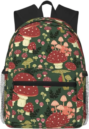 WURTON Bright Mushrooms Art Print Backpacks Casual,Pacious Compartments,Work,Travel,Outdoor Activities Unisex Daypacks
