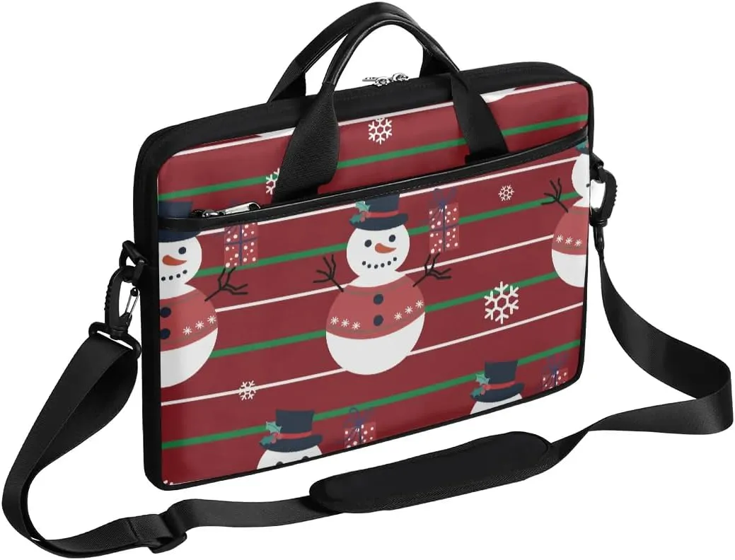 Xmas Snowman Modern Design Laptop Shoulder Bag Tablet Computer Notebook Sleeve Messenger Bags Carrying Case with Strap Briefcase Tote for 14 15 in Laptops