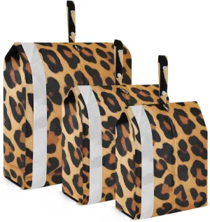 Yellow Leopard Print Modern Packing Cubes for Suitcases 3 Set Lightweight Compression Luggage Packing Organizers for Carry on Suitcase Travel Accessories Luggage Organizer Bags Set